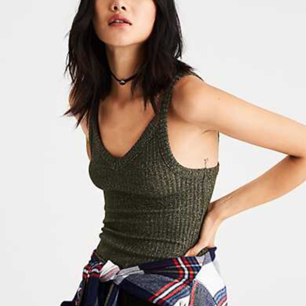 NWOT American Eagle plush ribbed tank, Olive